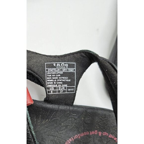 Women's Taos Storyteller Black Red Leather Thong‎ Strap Sandals Size US 6 - Picture 5 of 5